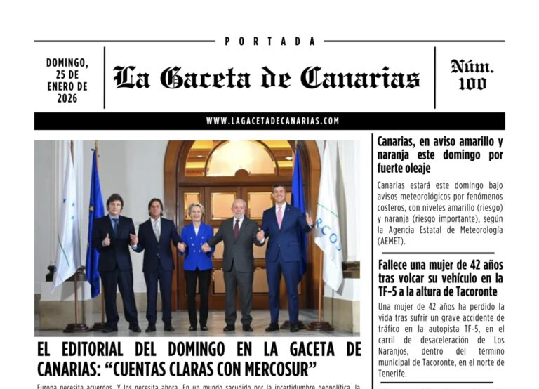 Portada de La Gaceta de Canarias 25/01/2026