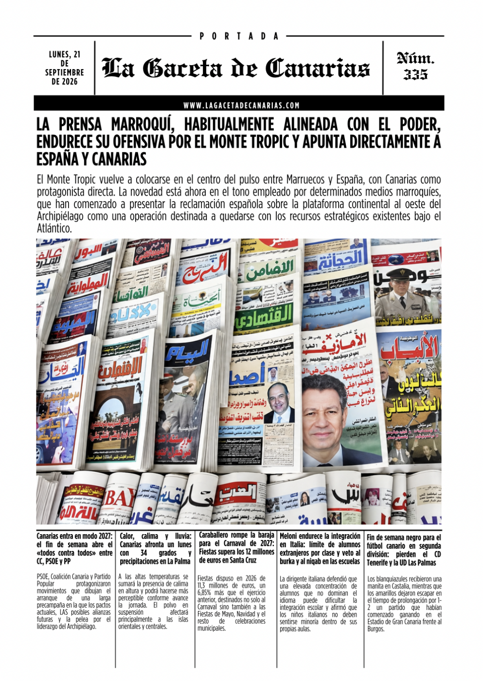 PORTADA LA GACETA DE CANARIAS
