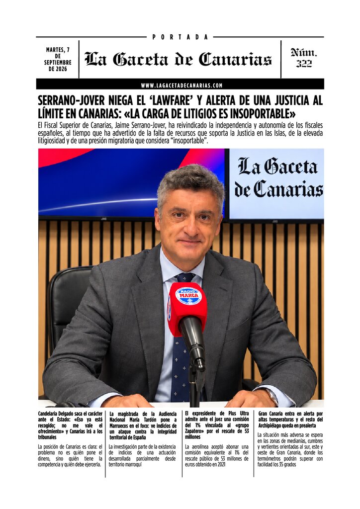 PORTADA LA GACETA DE CANARIAS MARTES 8 DE SEPTIEMBRE