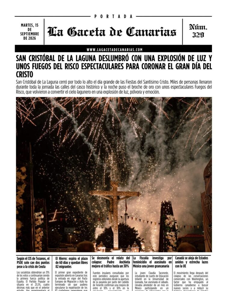 Portada de La Gaceta de Canarias 15-09-2026