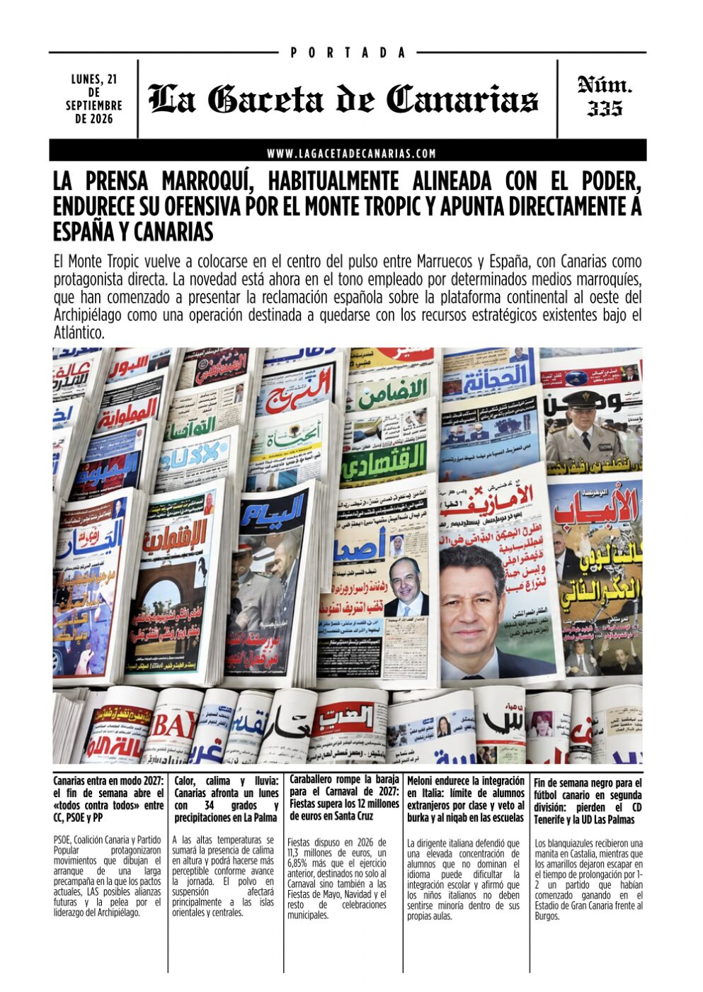 PORTADA LA GACETA DE CANARIAS