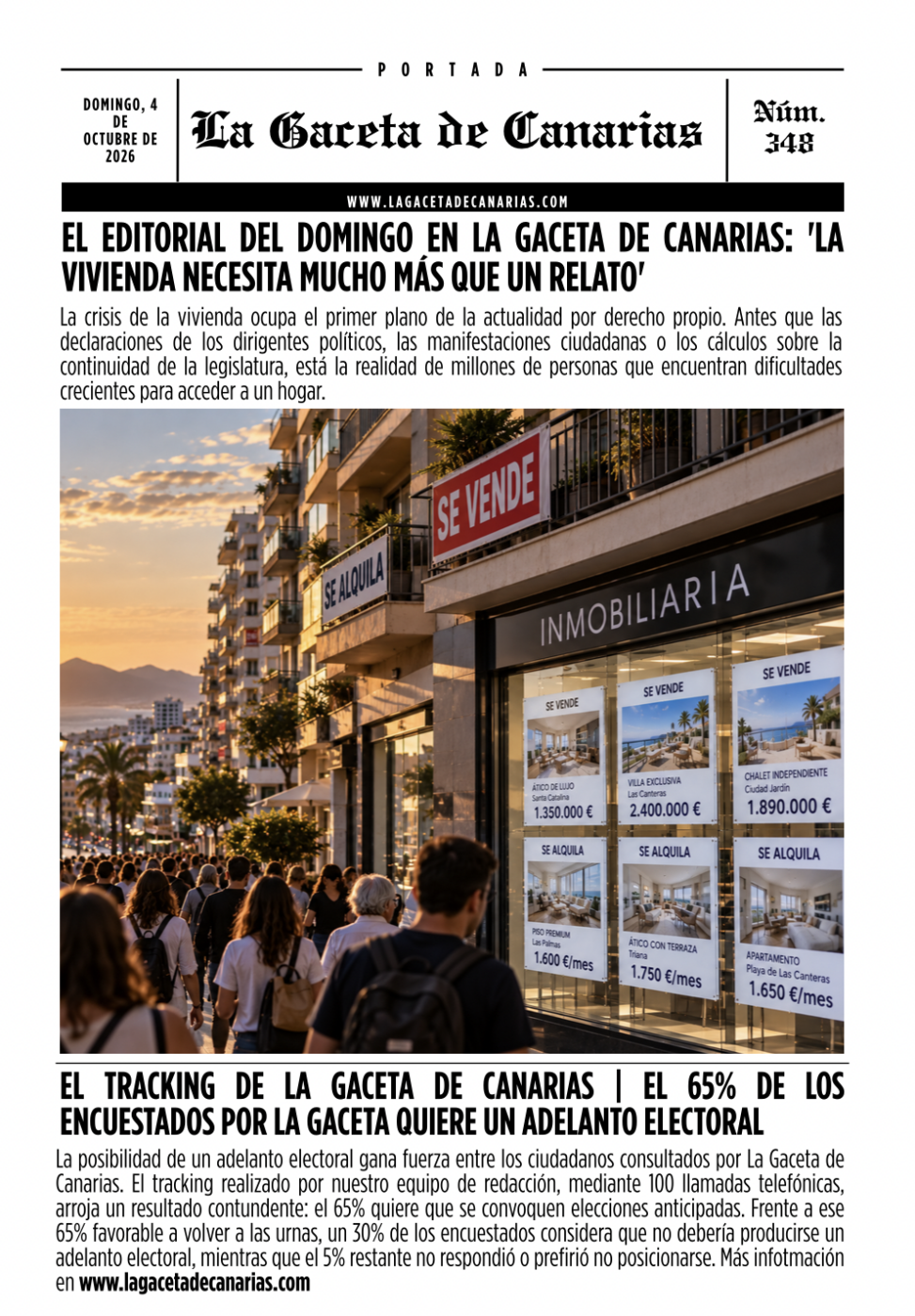 PORTADA DOMINGO LA GACETA DE CANARIAS