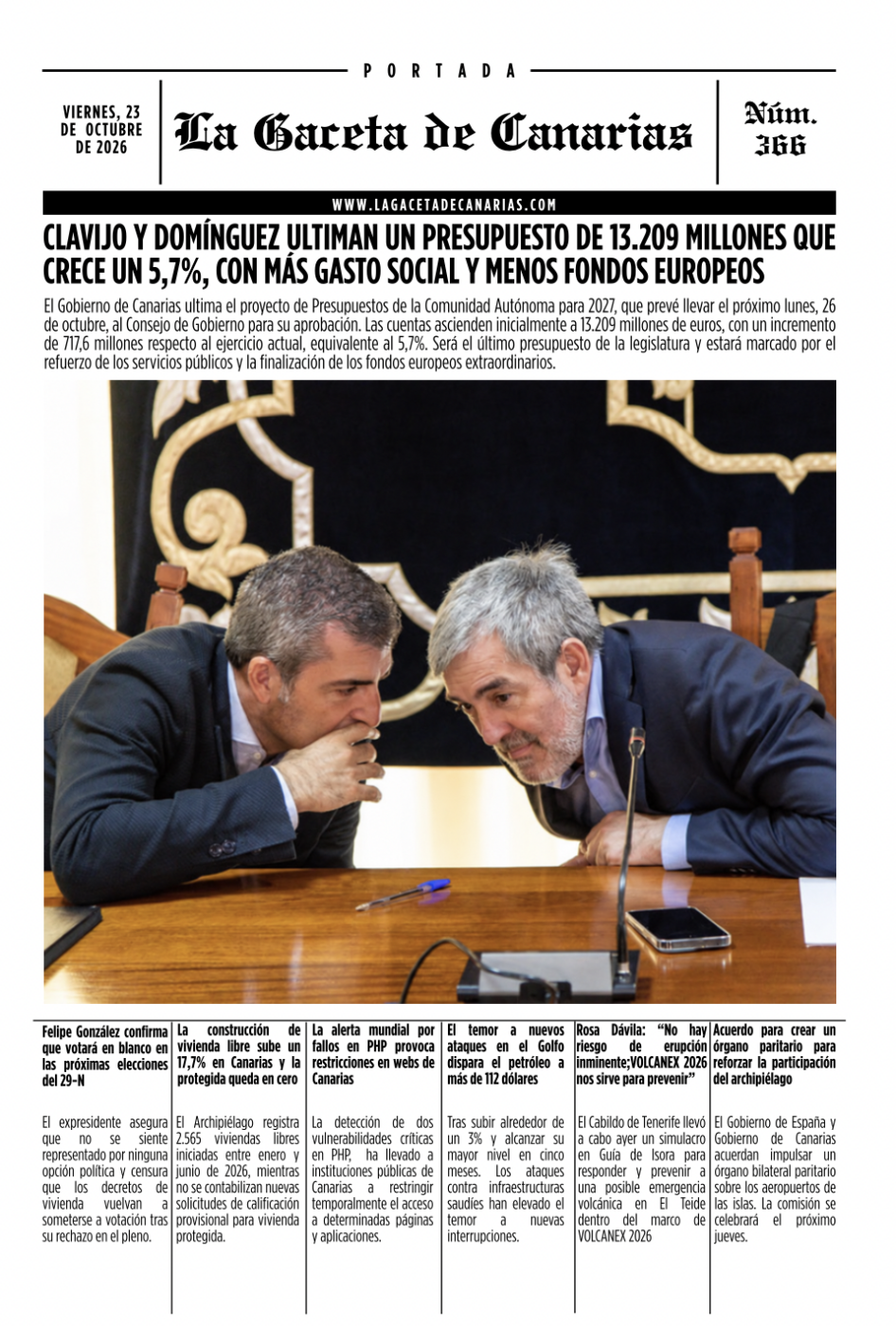 portada la gaceta de canarias