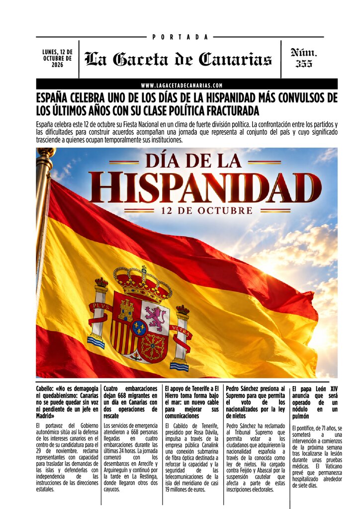 PORTADA LA GACETA DE CANARIAS LUNES 12 DE OCTUBRE