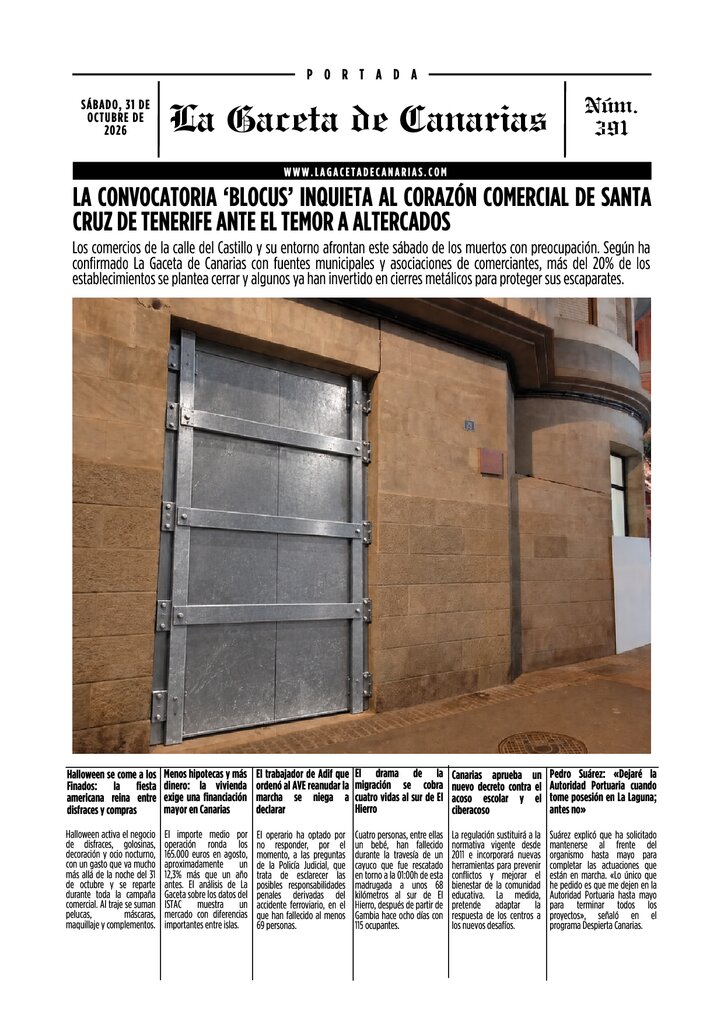 PORTADA LA GACETA DE CANARIAS SÁBADO 31 OCT