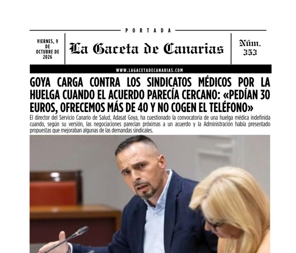 Portada La Gaceta de Canarias. Adasat Goya.