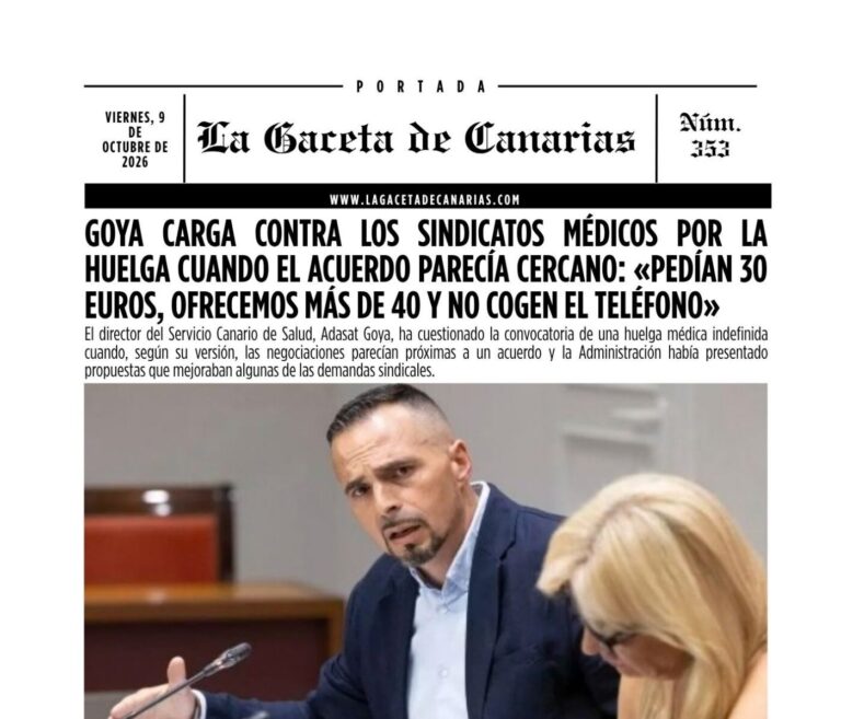Portada La Gaceta de Canarias. Adasat Goya.