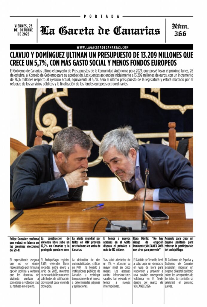 Portada La Gaceta de Canarias